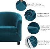 Topchances Tub Club Chair Cover Velvet Stretch Sofa Slipcover with Cushion view 6