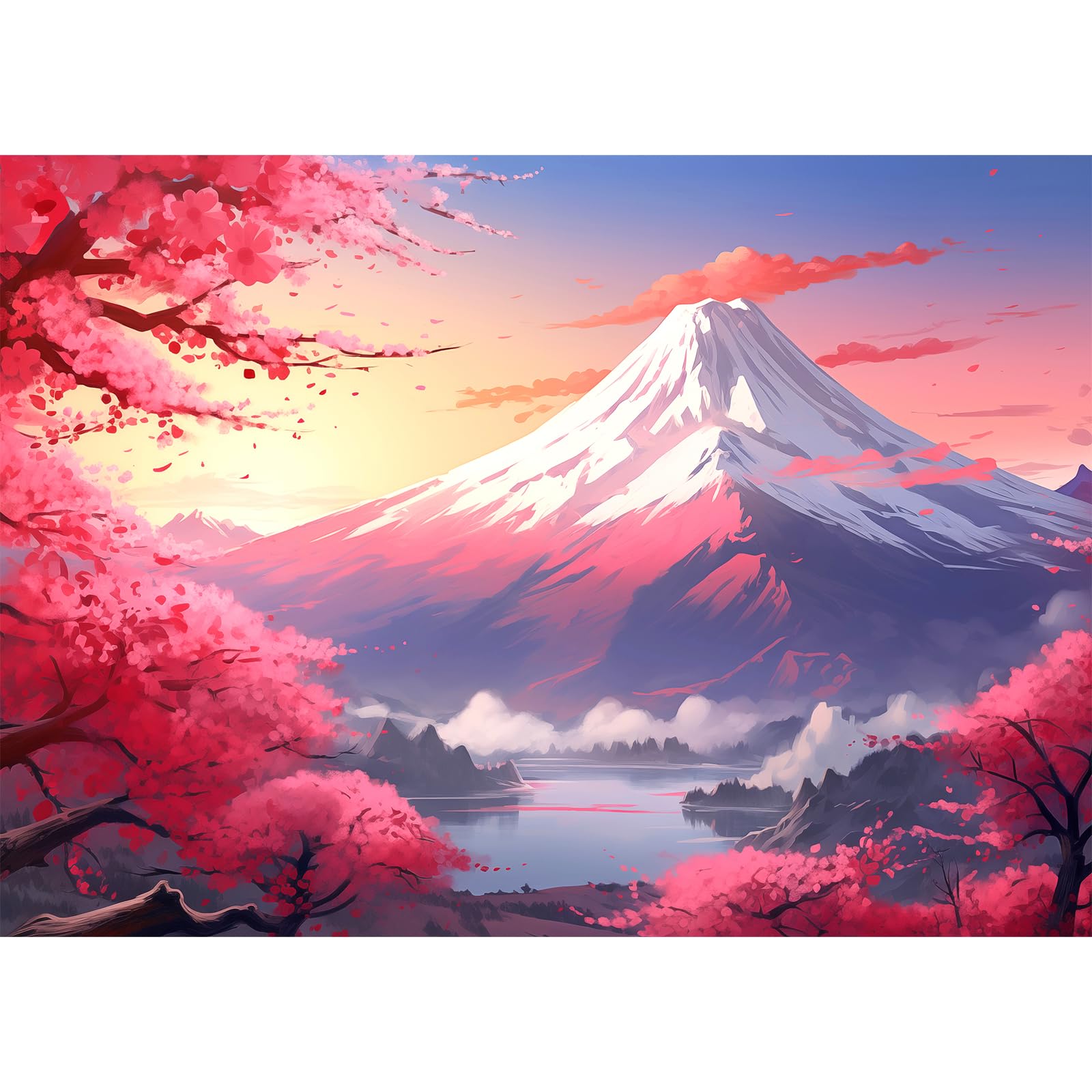 1000 Piece Jigsaw Puzzles for Adults-Iceberg Sakura Jigsaw Puzzles 1000 Pieces Cherry Blossom Puzzles for Adults 1000 Pieces Mount Fuji Painting Puzzle senior — image 1