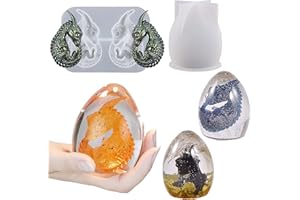 ESEDAGE 2 Pack Dragon Egg Mold - Dinosaur Silicone Mold for Resin, Candle, Easter Egg, Animal, Cartoon, Candles