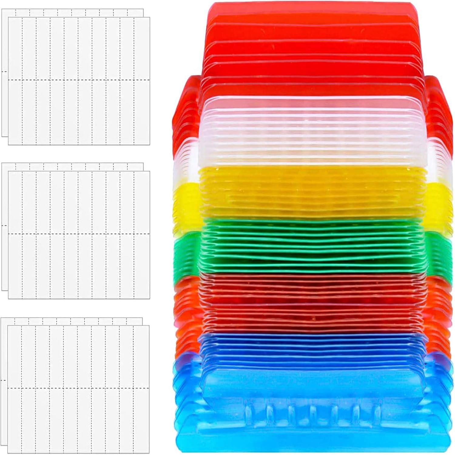 File Folder Tabs, 60+120 Sets Multicolor Hanging File Folder Tabs with Inserts for Hanging Folders, 2 Inch Clear Plastic Hanging File Tabs for Quick Identification : Office Products