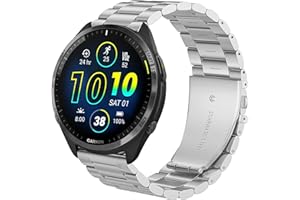 Lamshaw Compatible with Garmin Forerunner 965 Bands, Stainless Steel Metal Replacement Strap Bracelet Compatible with Garmin Forerunner 965 / Forerunner 265 46 MM Smartwatch