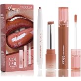 BANGFENG 3PCS Glossy Lip Combo Set &ndash; Shade with Plumping Gloss, Hydrating Melting Balm &amp; Smooth Lip Liner for Fuller, Defined, High-Shine Juicy Lips, K-Beauty Viral Makeup Look (02# Mocha Nude)