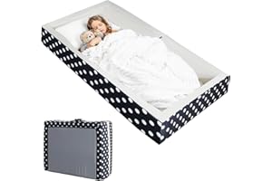 MOOITZ Toddler Bed, Extra Large 3-in-1 Toddler Floor Bed: Portable, Foldable, and Travel-Friendly - Ideal Travel Bed for Toddlers and Kids, Navy Blue (55"x34")