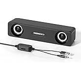 Computer Speakers for Desktop PC - 10W Wired Stereo Speakers with Volume Control Wheel, USB Powered, 3.5mm Audio Input, Compact Expertly Tuned Soundbar with Deep Bass for Office, Home, and Gaming