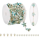 KYUNHOO 6.5FT/2M Gold Plated Stainless Steel Jewelry Chain Links Colorful Shell Star Chains Bulk with Jewelry Making Clasps for Women DIY Handcraft