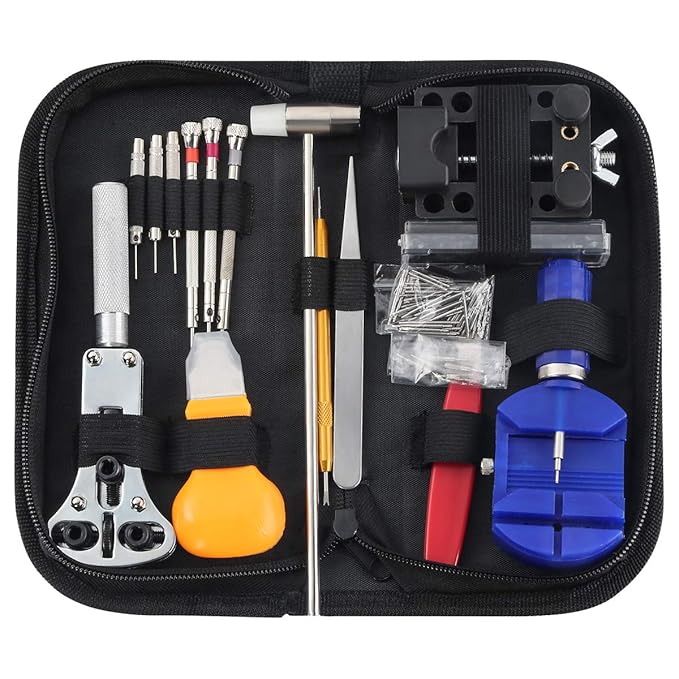 Uhrmacherwerkzeug Set,WKENSKY 147-teiliges Uhrmacher Uhr Reparatur Set Uhr Werkzeug Tasche Uhrenmacherwerkzeug Watch Tools in