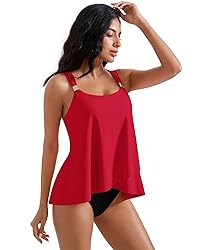 RXRXCOCO Women Tankini Bathing Suits Ruffle High