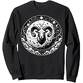 Aries Moon Astrology Sign With Ram And Lunar Landscape Sweatshirt
