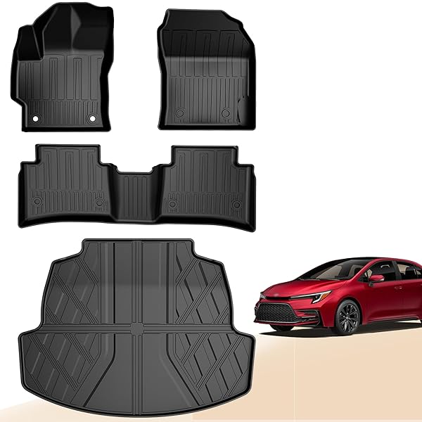 FOR TOYOTA COROLLA FLOOR MATS AND CARGO LINER 2020-2026 – ALL WEATHER FLOOR MATS AND TRUNK MAT FOR TOYOTA COROLLA/COROLLA HYBRID SEDAN (NOT FIT COROLLA CROSS/HATCHBACK) 2025 2024 2023 2022 2021 2020