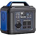 Portable Power Station, 300W 296Wh Solar Generator Quick Charge / 110V AC Outlets/DC Ports and LED Flashlight, Lithium Battery Backup for Home Outdoor Travel Camping Blackout blue