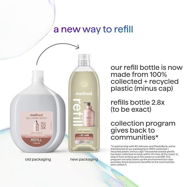 METHOD GEL HAND SOAP REFILL, VANILLA + RASPBERRY, BIODEGRADABLE FORMULA, 34 FL OZ (PACK OF 1) (PACKAGING MAY VARY)