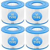 Holnunet Type VI Cartridge Hot Tub Spa Filter Replacement Compatible with Lay-Z-Spa Coleman SaluSpa 90352E 58323 90427, Inflatable Hot Tub,Swimming Pool Pump Filter, 4 Pack