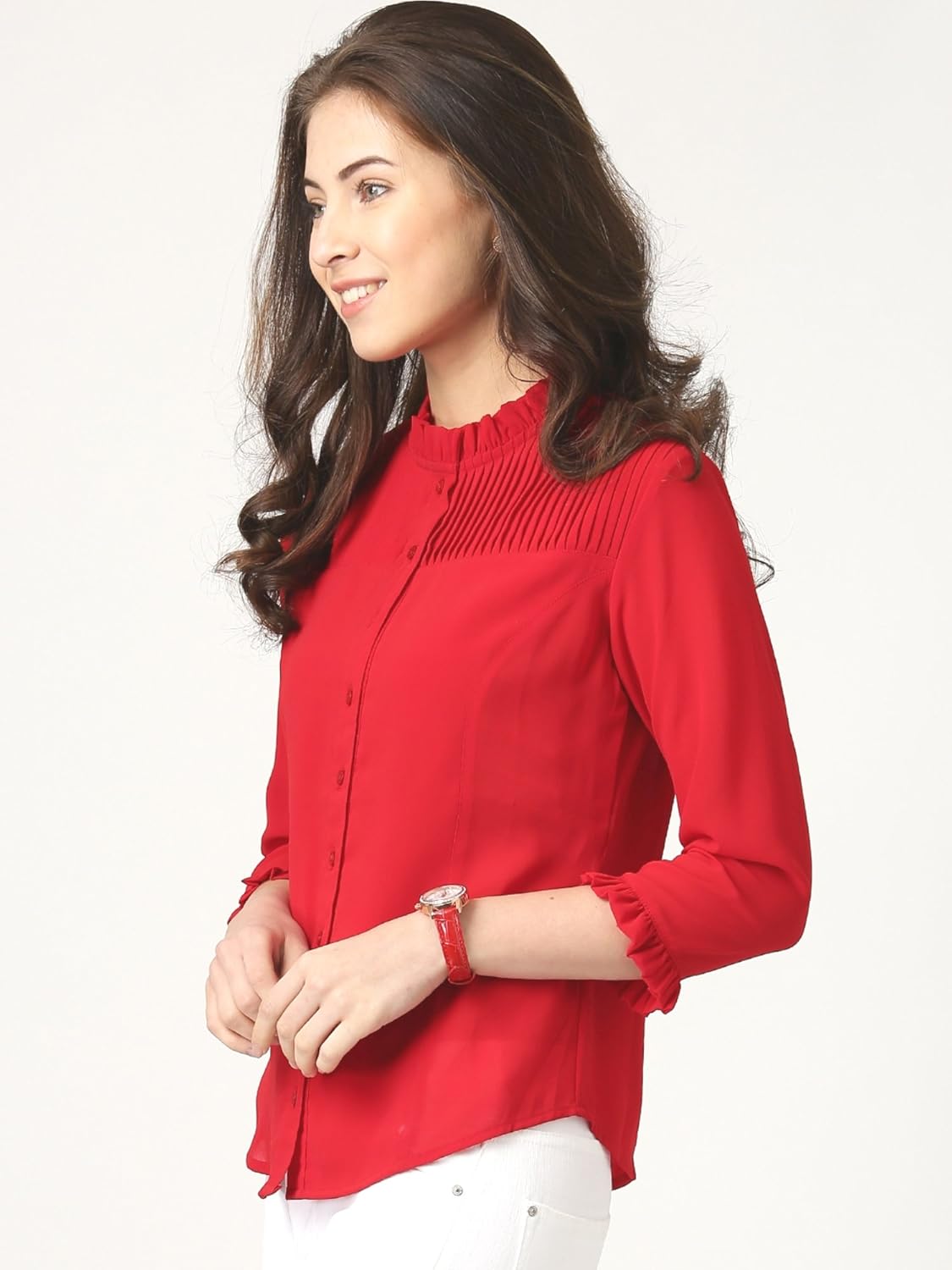marie claire women's shirt (mc10018a--xl, red, x-large)