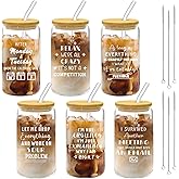 Rojuna 6 Set Employee Appreciation Gifts Bulk, Funny Sarcasm Sarcastic Office Glass Cups For Coworker Staff Colleagues team, Humor 16oz Glass Cups with Lids and Straws