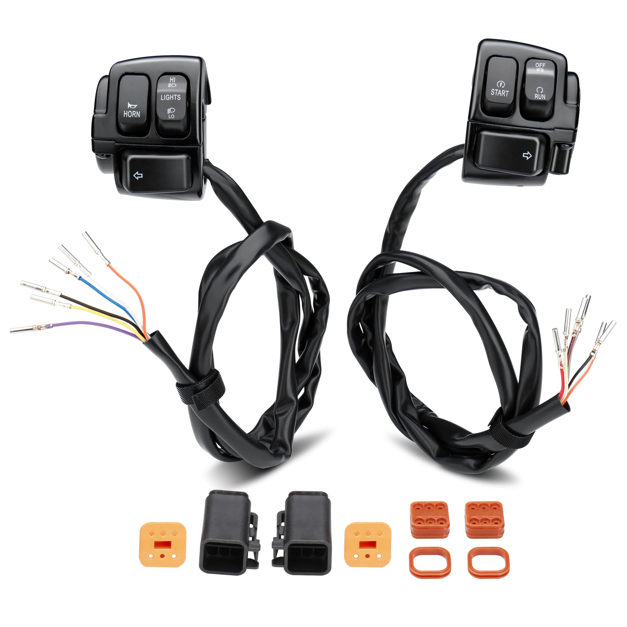 Photo 1 of TIGERSGATE Handlebar Switch Control & Extension Cable Wire Kit for 1996-2006 Harley Sportster/Dyna/Softail(Except Softail Springer)/Road King Models, Black