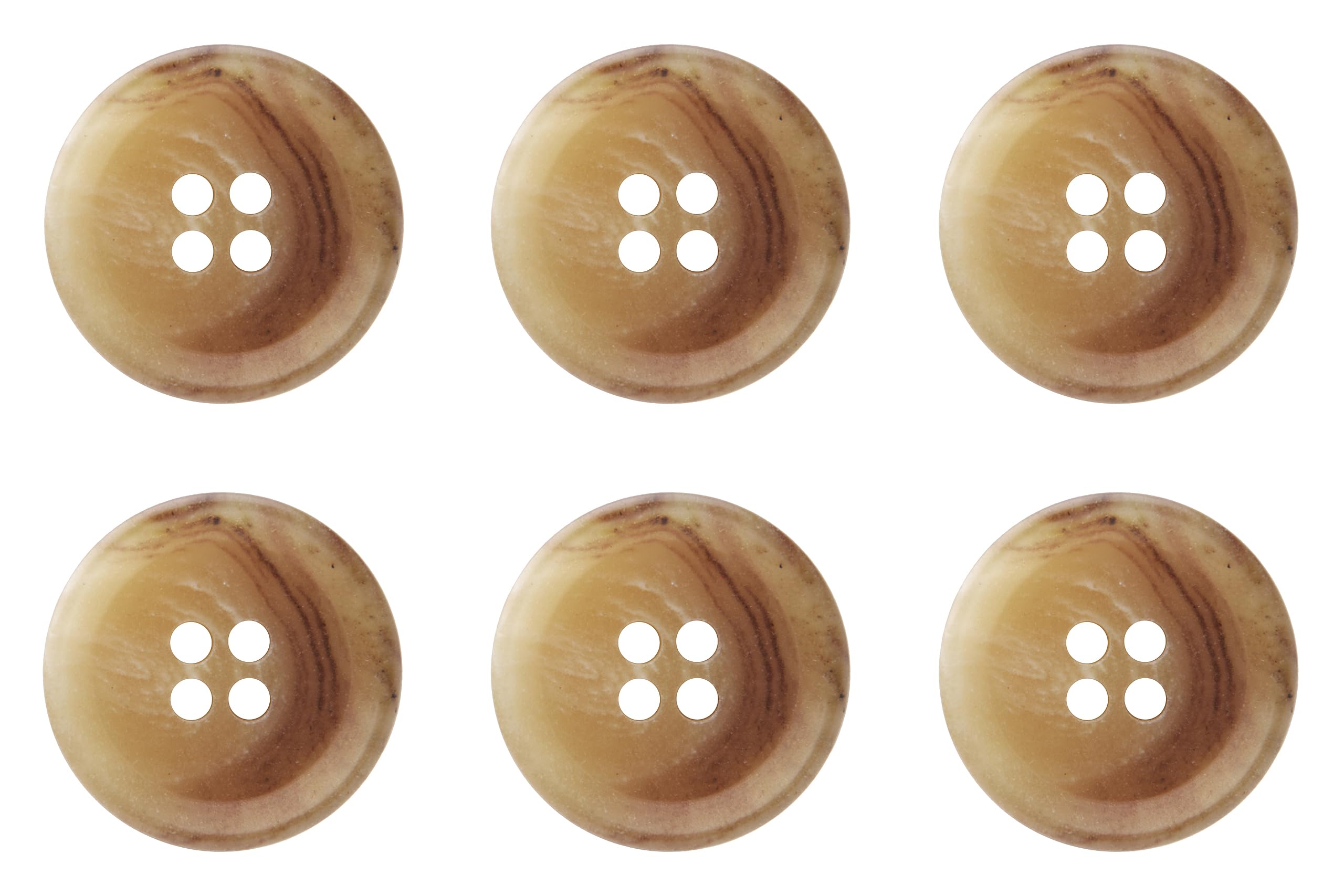 Pack of 6 Tan 20mm Round Sew On Buttons for Coats Jackets Cardigans Flat 4 Holes 32L