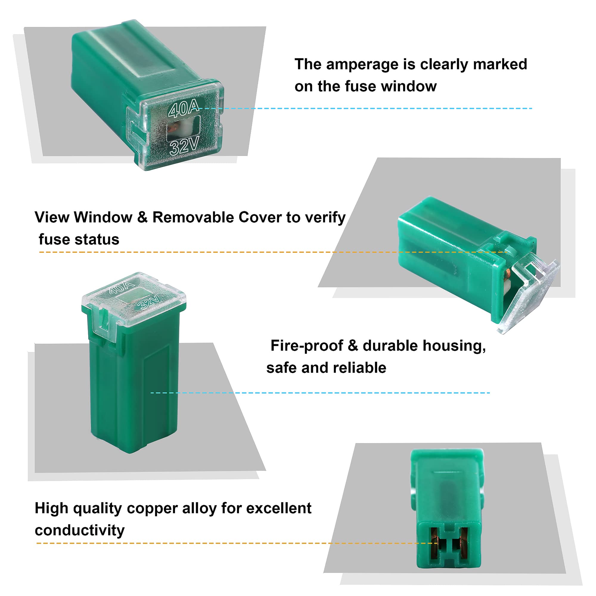 CrocSee CrocSee 30 Pieces Car Fuses Assortment Kit, Tall/Standard and Low Profile Box Shaped Automotive Fuses for Pickup Trucks, Cars, RVs, and SUVs