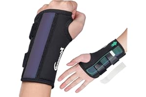 Kenspeed Wrist Brace Right Hand With Splints Adjustable Carpal Tunnel Wrist Brace Night Support Hand Stabilizer With Compression Sleeve Ideal For Wrist Pain, Carpal Tunnel, Tendinitis, Arthritis (Black-Right, M)