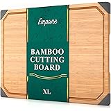 Bamboo Cutting Board, Empune Wood Cutting Boards for Kitchen with Non-slip Rubber Feet Wooden Chopping Board for Meat and Veg