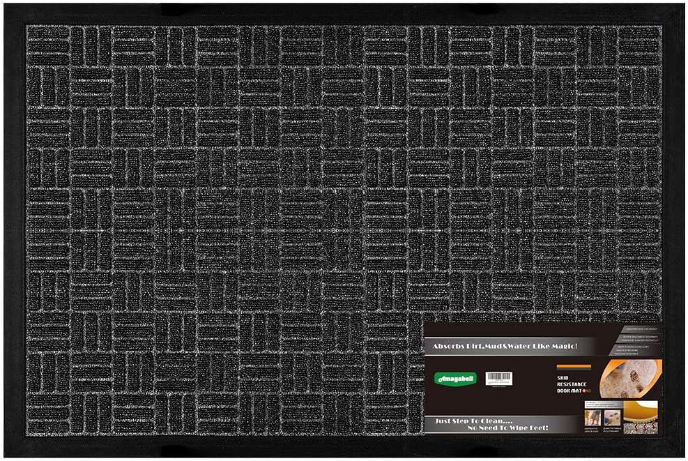 Amagabeli Large Dirt Trapper Doormat Outdoor 60x90cm Non-slip Mat Outside Doormat Shoes Scraper Rubber Waterproof Washable Indoor Heavy Duty Front Door Entrance Rug Fast Drying Dark Grey