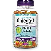 Webber Naturals Omega-3 900 mg Triple Strength, 80 Clear Enteric No Fishy Aftertaste Softgels, Supports Cardiovascular Health