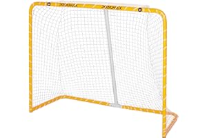PodiuMax 54"x44" Youth Steel Street Hockey Goal, Indoor Outdoor Hockey Net for All Players, Portable Training Equipment, Youth Roller Hockey Goals with 2 Targets for Backyard Park Garage