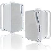 STUDIOFINIX 3.5 Inch Outdoor Bluetooth Speakers Waterproof Wired,3 Way 200W Upgrade Premium Wall Mount Speakers,Ideal use in Patio,Deck, Indoor Outdoor（White）