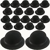 SGBETTER 20 Pack Plastic Derby Bowler Hats Bulk Black Bowler Hat Deluxe Costume Hat for Adult Kids Dress up Costumes Party
