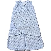 HALO Sleepsack Swaddle, 3-Way Adjustable Swaddle Blanket, TOG 3.0, Velboa, Blue Plush Dots, Small, 3-6 Months