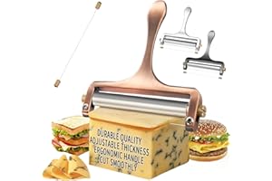 TOPULORS Cheese Slicer - Stainless Steel Wire Cheese Cutter for Mozzarella, Cheddar, Gouda, and More - Heavy Duty with 1 Extr