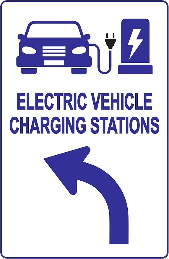 Electric Vehicle Charging Station Sign Direction for EV
