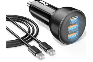 YEAHFUN 3-Port USB C Car Charger for iPhone 17/Air/16/16e/15 Pro Max Plus, 70W PD&QC Fast Charging USB-C&A Car Charger + USBC Cable for iPad, Galaxy, Android Accessories Cigarette Lighter Adapter