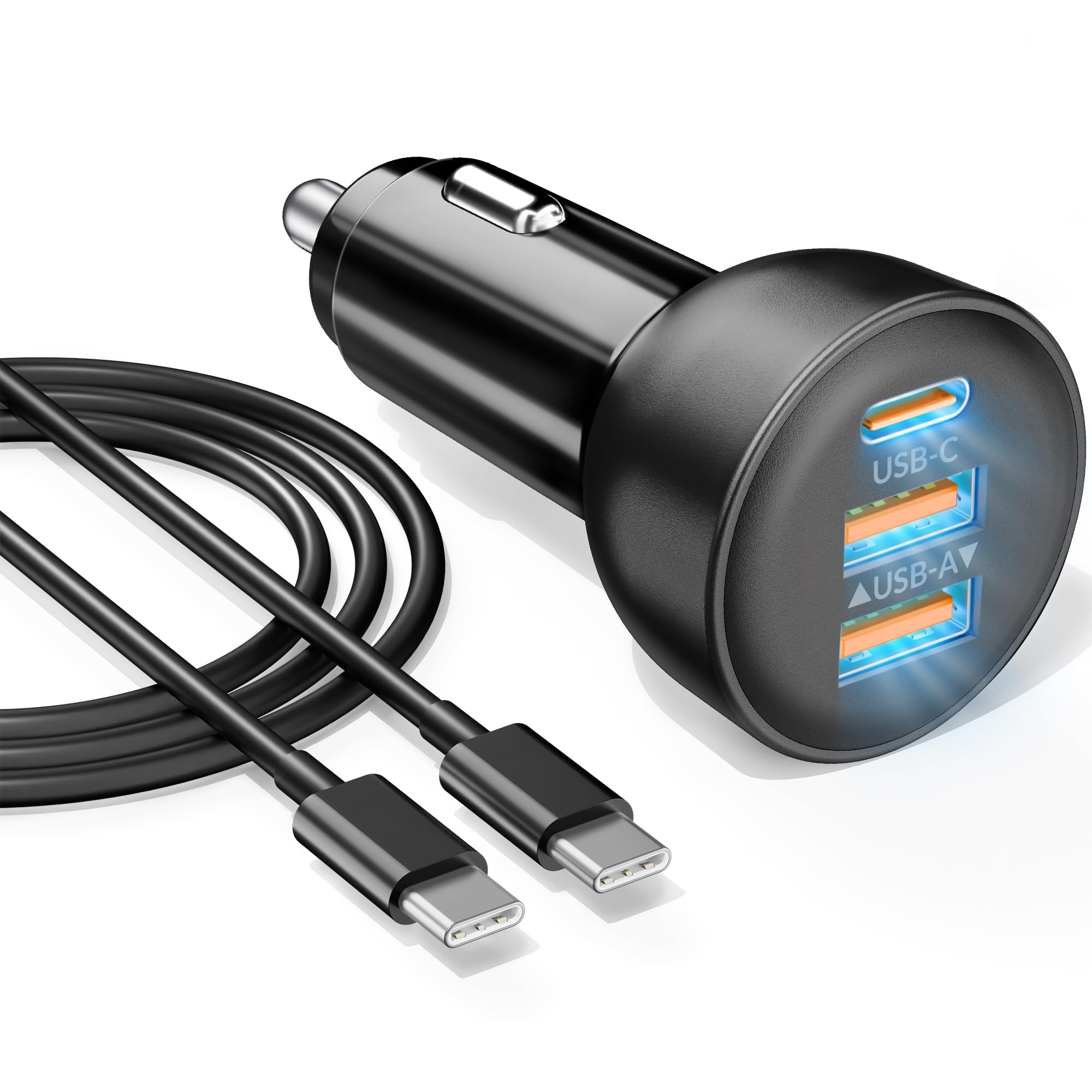 iPhone 17e 17 16 15 Pro Max Car Charger Fast Charging, 70W 3-Port USB C Car Charger Cigarette Lighter Adapter Accessories & 3FT USB C Cable for iPhone 17e/17/17 Pro Max/Air/16/16e/15 Pro/Plus, iPad
