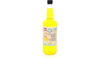 Hypothermias Hawaiian Snow Cone Syrup, Shaved Ice Flavor - Quart (32 Fl. Oz) - Lemon - Non-GMO 100% Pure Cane Sugar, BPA-Free Plastic Bottle, Ready to Use