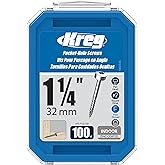 Kreg SPS-F125-100 Zinc Pocket Screws, 1-1/4 Inch #6 Fine Thread, Pan Head (100 Count)