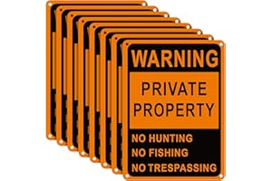 Lineshading 8 Pcs Large Posted No Hunting No Trespassing Signs Private Property Weatherproof Sign Reflective Aluminum Sign for Warning Hunting Fishing Trapping Outdoor(Orange,10x7")