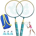 Kids Badminton Rackets Set with Soft Grip, Oversize & Lightweight Shuttlecocks Racquet with Carry Bag for Children Youth, 2 Player Sport Game for Indoor Outdoor Backyard