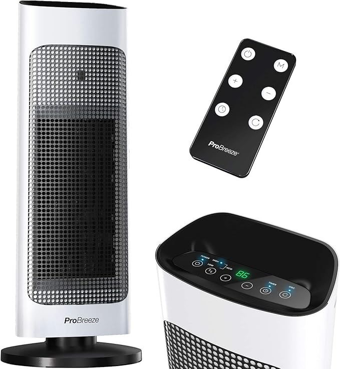 Pro Breeze® 2000W Ceramic Tower Fan Heater with Digital LED Display