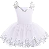ODASDO Ballet Leotard For Girls Camisole Tutu Skirts Shiny Sequin Flower Embroidery Dance Dress Gymnastics Bodysuit Outfit