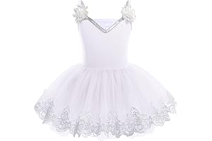 ODASDO Ballet Leotard For Girls Camisole Tutu Skirts Shiny Sequin Flower Embroidery Dance Dress Gymnastics Bodysuit Outfit