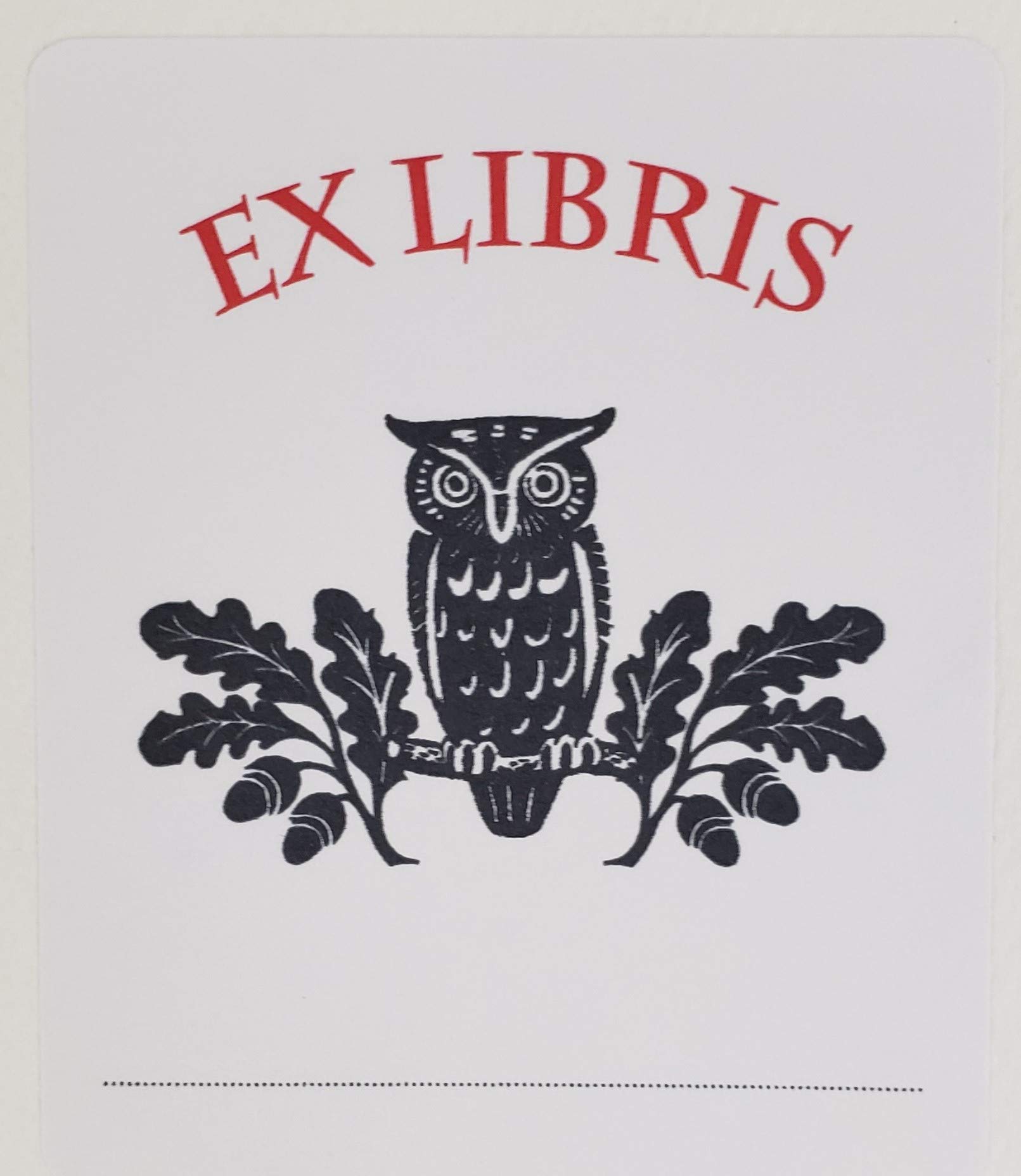 Bookplate with Owl - Ex Libris. Set of 10. 76 mm tall x 64 mm wide. Fill in Style