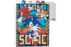 INNOVATIVE DESIGNS Sonic the Hedgehog Tab Journal Notebook, Spiral Bound, 96 Lined Pages, 8 x 7 inches, Blue