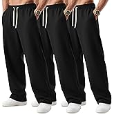 August Alley 3 Pack Big and Tall Men's Sweatpants Open Bottom Athletic Pants Drawstring Elastic Waist with Pockets