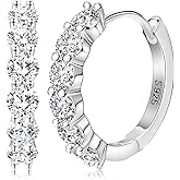 Cacupol Moissanite Earrings for Women - D Color VVS1 Huggie Earrings White Gold Plated Sterling Silver Hoop Earrings for Women Gifts