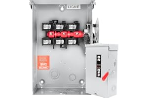 MUJURUR 2025 Upgrade 60 Amp Disconnect Switch,3 Pole Safety Switch,Non-Fusible,NEMA 3R Standards,Galvanized Steel,Anti Corrosion and Rust Prevention,10-Year Warranty,Indoor&Outdoor