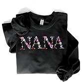 Regamor Embroidery Nana Sweatshirts For Women Gift Sweatshirt From Grandkids Nana Flower Grandma Gift Mothers Christmas