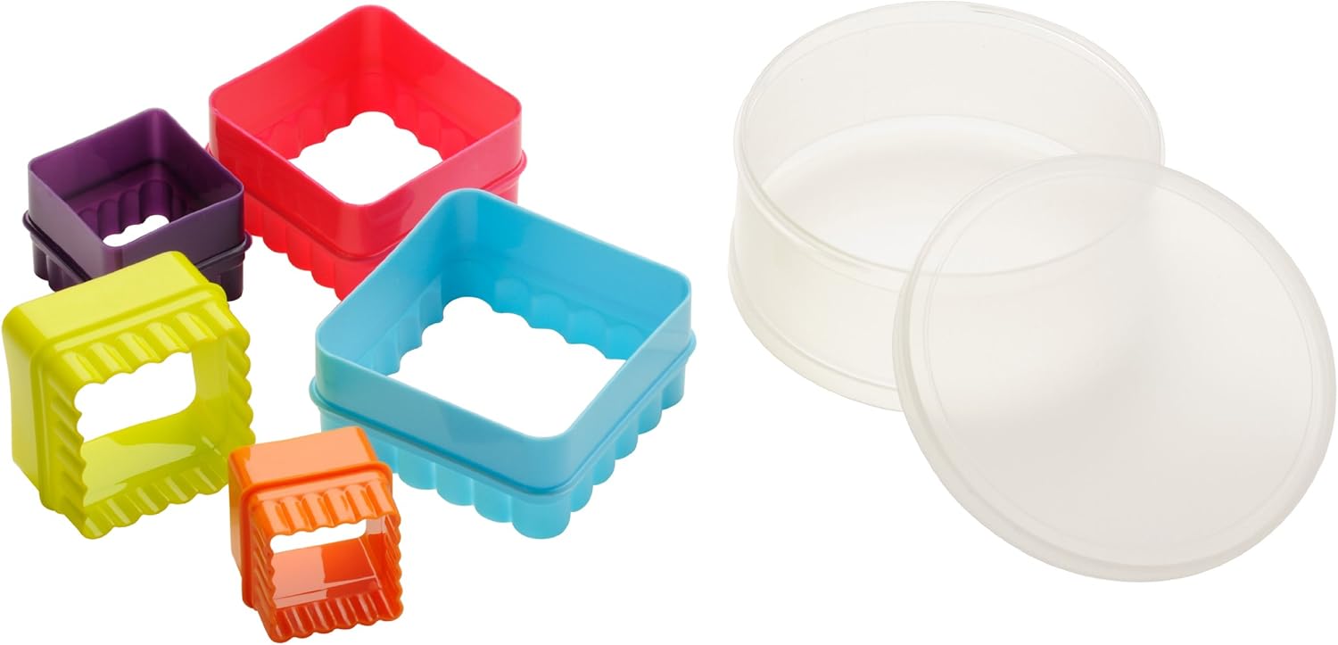 Premier Housewares 806494 Square Cutters - Set of 5, Multi-Coloured, H5 x W12 x D12cm, Multicoloured
