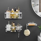 KEGII 3 Pack Shower Caddy White Wall Shelf Organiser view 2