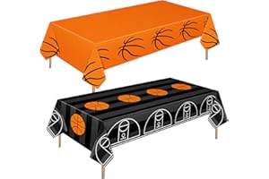 Mixweer 2 Pcs Basketball Party Decorations 54 x 108 Inch Disposable Plastic Touchdown Table Cover for Basketball Birthday Party Decorations