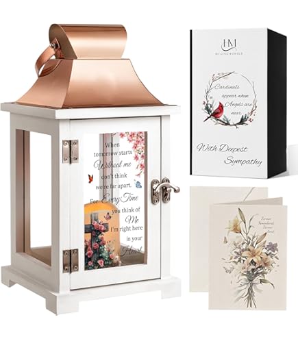 Carson Memorial Lantern With Flameless Candle - Sympathy Gift For Loss Of Loved One With 'In His Keeping' Message